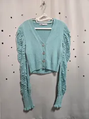 ザラ ミント クロップド ニット カーディガン S_8