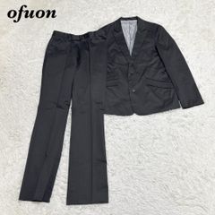 美品 ofuon セットアップスーツ 46 ブラック シャドーストライプ 