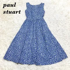 美品 PAULSTUART ノースリーブ ロングフレア ワンピース M ブルー