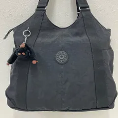 1414　KIPLING　キプリング　トートバッグ　 ブラック系　黒　無地　ロゴ　ナイロン　 軽量　モンキーチャーム　レディース