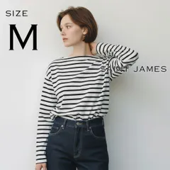【極美品】SAINT JAMESセントジェームス 大定番 OUESSANTウエッソン コットン ボーダー バスクシャツ T4(レディース L～XL/メンズ M相当) 白ホワイト×黒ブラック 【古着】【中古】【送料無料】