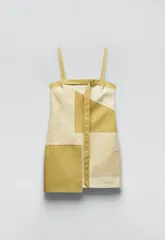 ZARA ザラ ジャンパースカート M イエロー コットン 無地 ショート・ミニ丈 タイト