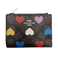 COACH コーチ シグネチャー キャンバス ハート プリント CP424 2つ折り財布 レディース
