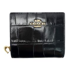 P-4886】COACH 二つ折り財布 クロコ型押し ブラック - メルカリ