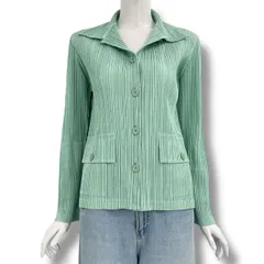 極美品 ISSEY MIYAKE イッセイミヤケ PLEATS PLEASE プリーツプリーズ ジャケット プリーツデザイン グリーン サイズ 3のサムネイル