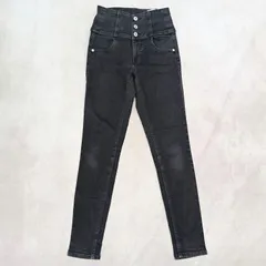 Heather ヘザー ハイウエスト スキニー ストレッチ ブラック 黒 レディース Ｓ 古着【0356】