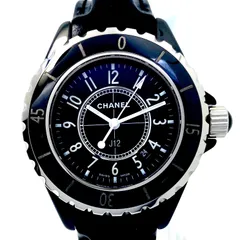 シャネル　CHANEL　J12　H0680　クォーツ　黒　セラミック　デイト表示　革ベルト　レディースのサムネイル
