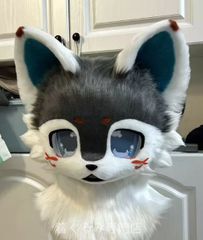 オオカミ ファースーツ マスク 着ぐるみセット グリーン ケモノ ファー 