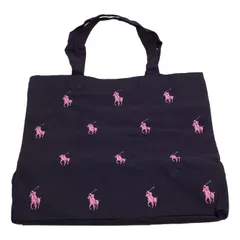 訳あり ラルフローレン Ralph Lauren オーガニックコットン　エコバッグ　トートバッグ BLACK PINK レディース ラッピング不可 s097