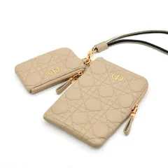 クリスチャンディオール CHRISTIAN DIOR 携帯・スマホアクセサリー ベージュ ゴールド ブラック レディディオール カナージュ ディオールカロ フォンケース モバイルポーチ ポシェット コインケース