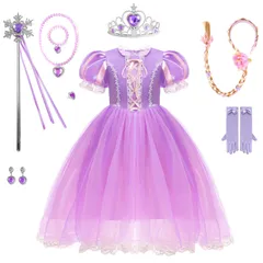 新品 [Agture] ラプンツェル風 コスプレ 子供 ラプンツェル風 ドレス プリンセス 子供 お姫様 ドレス ハロウィン コスプレ 女の子 キッズコスチューム 誕生日ギフト パーティー 七五三 撮影 クリスマスサプライズ 小物付き
