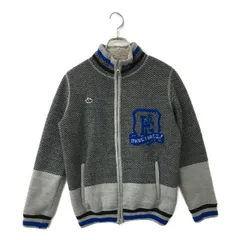 中古 レディース パーリーゲイツ PEARLY GATES ニットアウター 0(S) グレー×黒 ダブルジップ 裏ボア ヘリンボーン柄