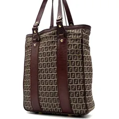 美品 FENDI フェンディ ズッカ 総柄 トートバッグ ハンドバッグ キャンバス レザー ダークブラウン 焦茶 ゴールド金具 A4収納 通勤 通学 自立 縦型 ヴィンテージ イタリア製 レディース メンズ ユニセックス 肩掛け 手提げ お出かけ 旅行 鞄のサムネイル