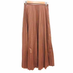 ミラオーウェン Mila Owen プリーツスカート ロング マキシ フェイクレザー 合成皮革 1 S 茶 ブラウン /YK