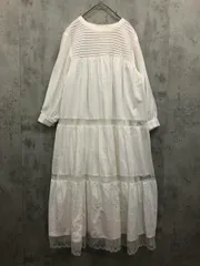 SHIPS シップス レースフリルロング ワンピース size ONE/オフホワイト ■◇ レディース