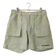 中古 メンズ ニューバランスゴルフ New Balance golf ハーフパンツ 5(L) 白×グレー シアサッカー ストライプ 総柄