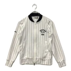 中古 レディース アディダス adidas ブルゾン S 白×紺 ホワイト 長袖 ダブルジップ ストライプ柄