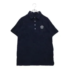 中古 メンズ ジャックバニー Jack Bunny!! 半袖ポロシャツ 5(L) 紺 パイル地 リーフ柄