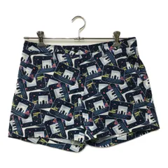 中古 レディース アンパスィ and per se ショートパンツ L 紺 ネイビー 総柄 ストレッチ