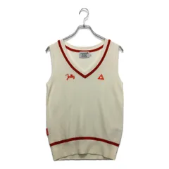 中古 レディース ルコックスポルティフ le coq sportif ベスト M 白  ホワイト Vネックニット