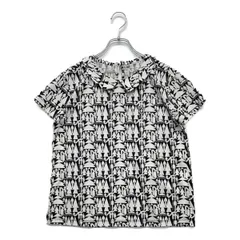 中古 レディース パーリーゲイツ PEARLY GATES 半袖シャツ 0(S) 白×黒 ホワイト×ブラック  半袖襟付きカットソー ツリー柄