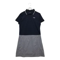 中古 レディース キャロウェイ Callaway ワンピース L 紺  ポロワンピース メッシュ裏地付き チェック