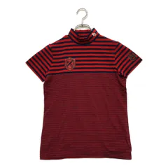 中古 レディース パーリーゲイツ PEARLY GATES 半袖シャツ 0(S) 赤×紺 春夏 モックネック ハイネック ボーダー