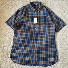 未使用タグ付き　OLD UNIQLO 半袖シャツ　綿100% 　チェック柄　ブルー　ヴィンテージ　BD ボタンダウン　半袖チェックシャツ　旧タグ　00年代　青　送料無料　紳士　希少