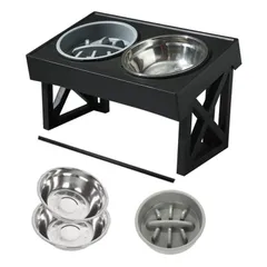 犬 食器 スタンド フードボウル 犬 ご飯台 早食い防止 食器 犬 餌台 犬 食器台 3段階 高さ調節可能 15度傾斜可能 犬 えさ入れ ステンレス 皿 ペットボウル 滑り止め 犬 ごはん台 折りたたみ 犬 水飲み器 中型犬 大型犬 ペット用品のサムネイル
