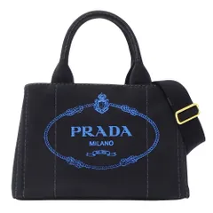 プラダ PRADA バッグ レディース ブランド トートバッグ ハンドバッグ ショルダーバッグ 2way カナパ ミニ キャンバス ブラック ブルー 1BG439 黒 おしゃれ 【中古】