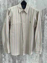 RALPH LAUREN　ラルフローレン　ボタンダウンシャツ　縞　黄×ピンク　Mサイズ