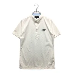 中古 メンズ キャロウェイ Callaway 半袖ポロシャツ M 白 ホワイト ボタンダウン  ドット柄