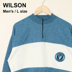 WILSON ウィルソン UNIVERSITY COLLECTION ハーフジップ スウェット L ツートン ブルー 韓国製 古着のサムネイル
