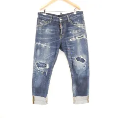 美品 Dsquared2 ディースクエアード S74LB1050 S30664 SAILOR JEAN デニムパンツ 48 L相当 コットン他 ダメージジーンズ ペイント ボタンフライ メンズ AU4339A89 