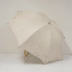 日傘 LANVIN COLLECTION ランバンコレクション USED品 晴雨兼用 オーガンジー フラワー刺繍 ベージュ UV 50cm S3703
