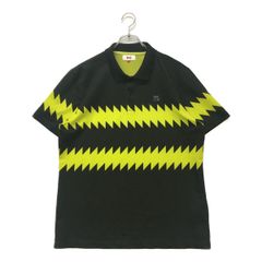 【美品】WAACワック　半袖ポロシャツ　ゴルフ　ギザギザボーダー　黒　サイズ２ 美品】WAACワック 半袖ポロシャツ ゴルフ ギザギザボーダー 黒 サイズ