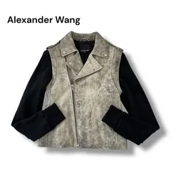 Alexander Wang アレクサンダーワン 2WAY ラムレザー ライダース 切り替え レザーベスト レア 希少 サイズ2 M アウター レディースのサムネイル