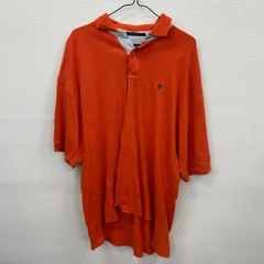 Y178 TommyHilfiger ポロシャツ XL オレンジ 刺繍ロゴ トミーヒルフィガー 古着卸 アメリカ仕入