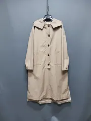 ウエスト後ろゴム フード コットン ロング トレンチコート