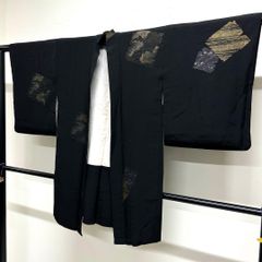 羽織 黒羽織 一つ紋 漆 色紙重ね 鹿の子 黒地 着物 017tz - メルカリ