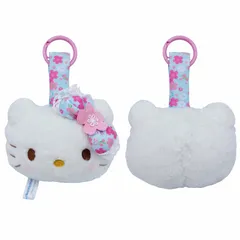 HELLO　KITTY　桜着物シリーズ　サンリオ　ハローキティ　キティちゃん　フェイスタグ　マスコット 　キーホルダー　ストラップ　可愛い　水色　雑貨　バックチャーム　キーリング　キャラクター