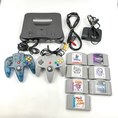 Nintendo 任天堂 NINTENDO64 本体 ケーブル 電源アダプタ コントローラー アスキーパッド64 ソフト×7 まとめ売り 通電のみ確認済 マリオ スマブラ パワプロ