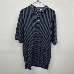 Y179 Tommy Hilfiger GOLF ポロシャツ L  ボーダー 白 紺 トミーヒルフィガー 古着卸 アメリカ仕入
