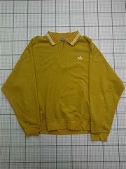 ◇ Θ アディダス adidas トレフォイルロゴ 長袖ポロシャツ マスタード系 メンズ E  【1603020002260】