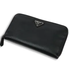 【訳あり】PRADA プラダ 長財布 三角ロゴ サフィアーノレザー ラウンドファスナー 黒 男女兼用 ビジネス ロングウォレット 定番 本革