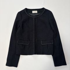 ユナイテッドアローズ ツイードライクノーカラージャケット 黒ブラック