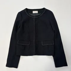 Any SiS ラメ入りツイード ノーカラージャケット ブラック 3 美品 Lサイズ