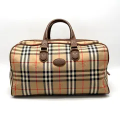 【中古】良品 BURBERRYS バーバリーズ ノバチェック ロゴ キャンバス レザー ハンド ボストン バッグ fY11232A