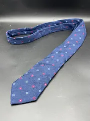 ビームスハート　ネクタイ　ネイビー　小紋柄　シルク100%