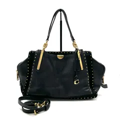 【中古】良品 COACH コーチ スタッズ 2way レザー ハンド ショルダー バッグ fH1223N